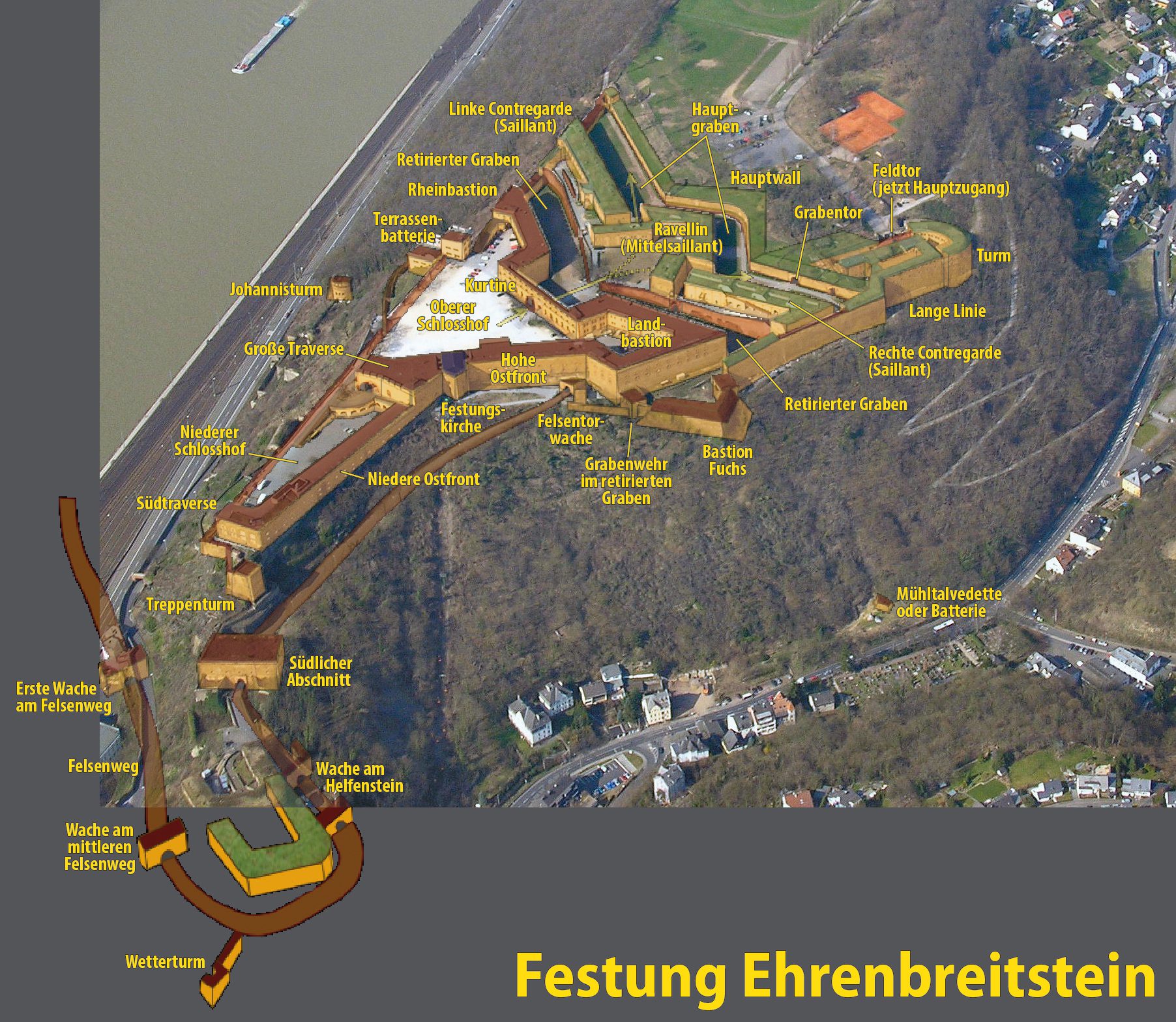 Draufsicht - Festung Ehrenbreitstein